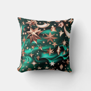 Throw Pillow – Luxury Malachite Green Celestial 
