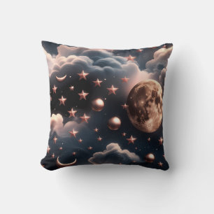Throw Pillow – Luxury Rose Gold Celestial Moon
