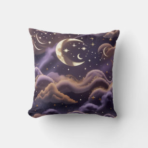 Throw Pillow – Luxury Smoky Celestial Moon