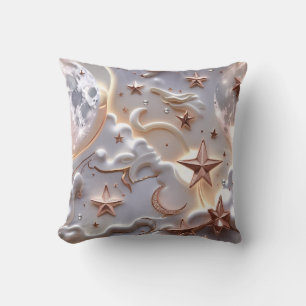 Throw Pillow - Marble White Celestial Moon