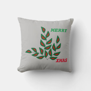 Throw Pillow Merry Xmas Grey