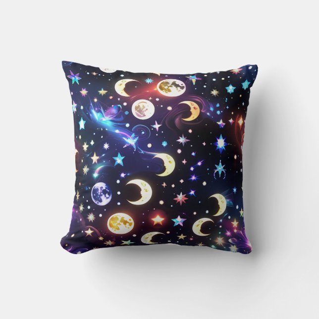Throw Pillow - Moonstone Opal Celestial Moon (Front)