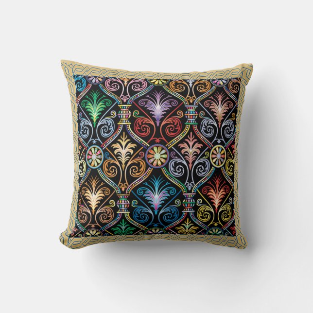 Throw Pillow Multi-Coloured Jewel Design (Front)