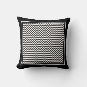 Throw Pillow or Cushion, Black and White Chevrons
