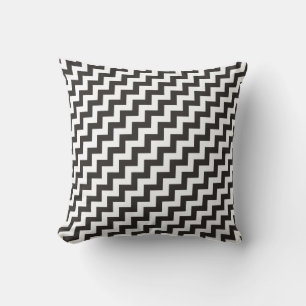 Throw Pillow or Cushion, Black and White Chevrons