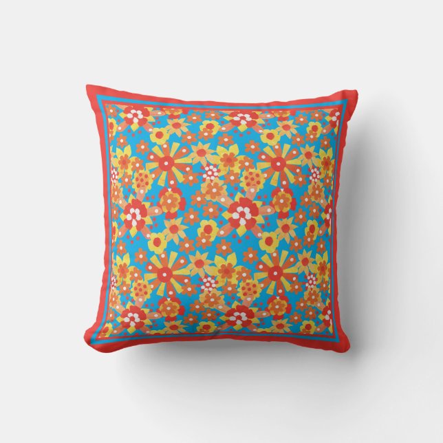 Throw Pillow or Cushion, Ditsy Floral Pattern (Front)