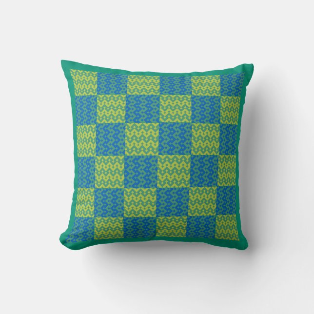 Throw Pillow or Cushion Emerald, Green and Blue (Front)