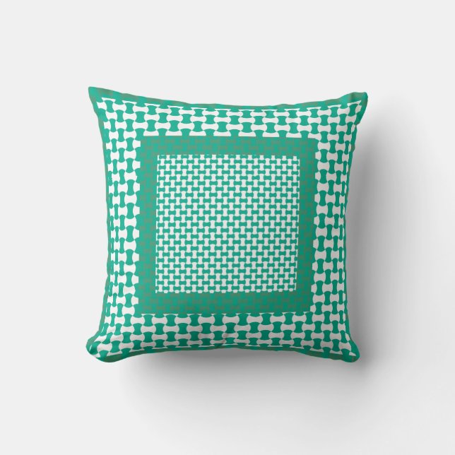 Throw Pillow or Cushion Emerald Green Geometric (Front)