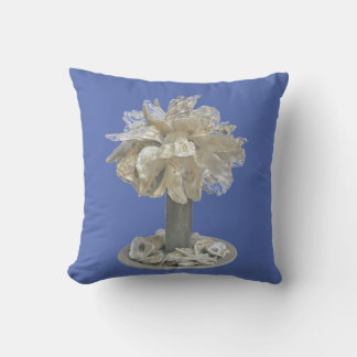Throw Pillow Oyster Shell Palmetto Tree blue bkgr