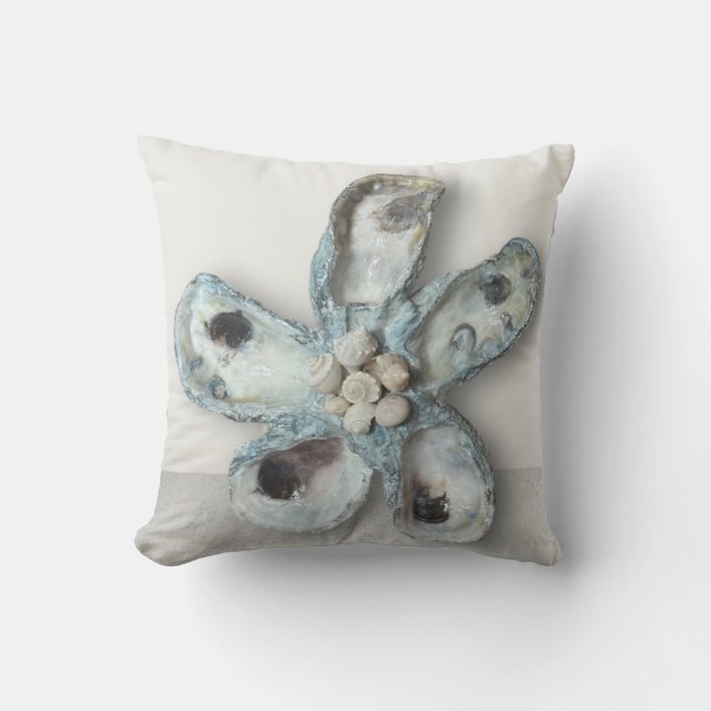 Throw Pillow Oyster Starfish Wannabe1 Blues  (Front)