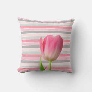 Throw Pillow Pastel Stripe Pink Tulip