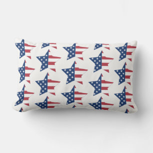 Throw Pillow-Patriotic Stars Lumbar Cushion