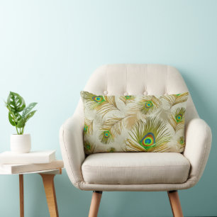 Throw Pillow Peacock Feathers