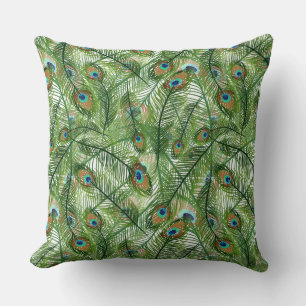 Throw Pillow-Peacock Feathers Cushion