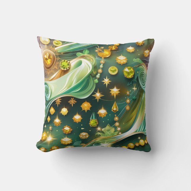 Throw Pillow - Peridot Citrine Celestial Moon (Front)