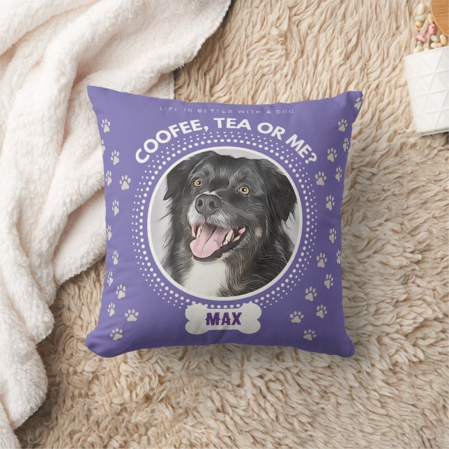  Throw Pillow Personalised with Dog Photo & Name (Blanket)