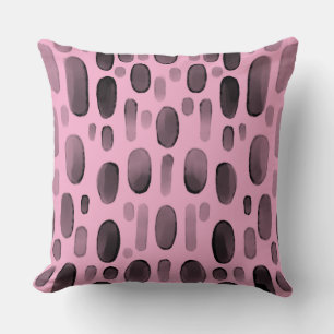 Throw Pillow Pink Black Abstract Pebble Pattern