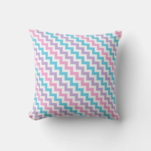 Throw Pillow, Pink, Lavender, Turquoise Chevrons Cushion
