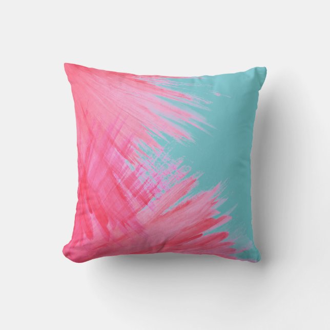 Throw Pillow-Pink Paint Abstract Cushion (Front)