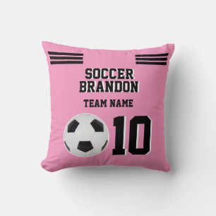 Throw Pillow pink soccer football personalised  