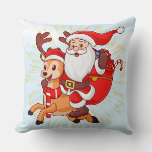 Throw Pillow"Playful Santa – Festive New Year Desi Cushion