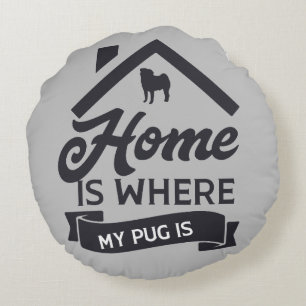Throw Pillow - Pug Home Blue & Gray