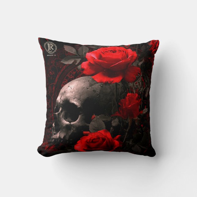  Throw Pillow Rebellion 78 Skull and roses  (Front)