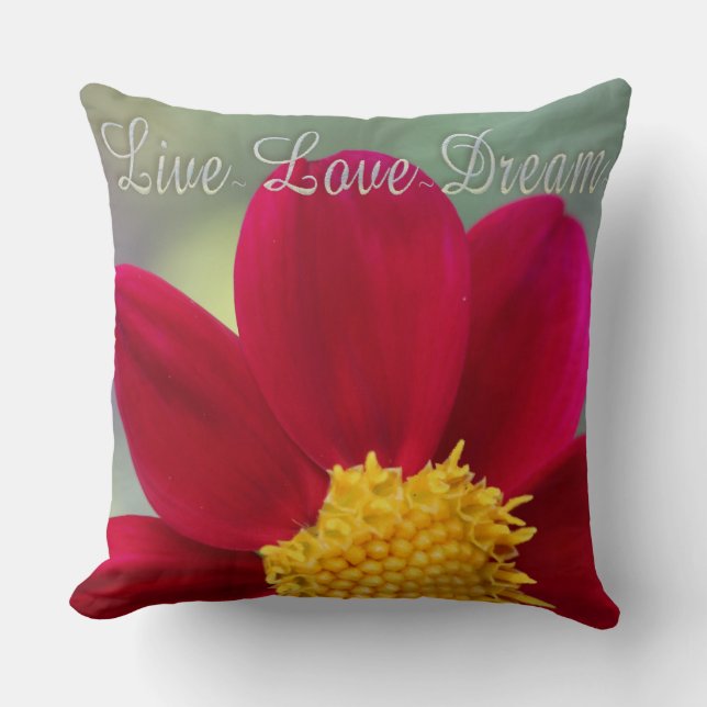 Throw Pillow/Red Flower Cushion (Front)