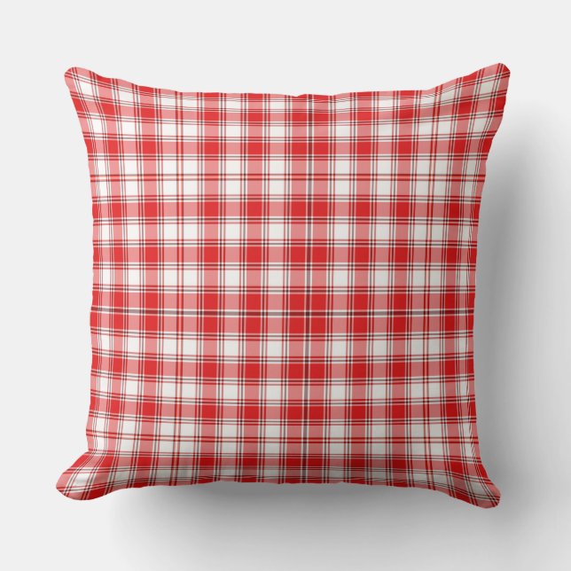 Throw Pillow-Red Plaid Cushion (Front)
