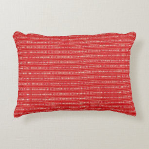 Throw Pillow, Red With White Lines Accent Pillow