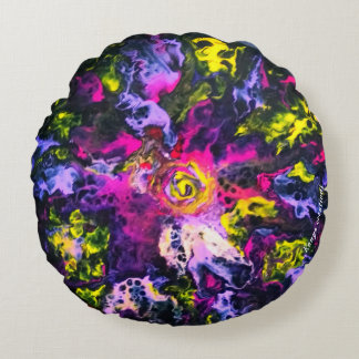 Throw Pillow, round shape, 'My Pouring Art' Round Cushion