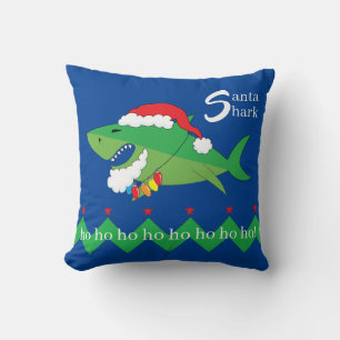 Throw Pillow Santa Shark Christmas