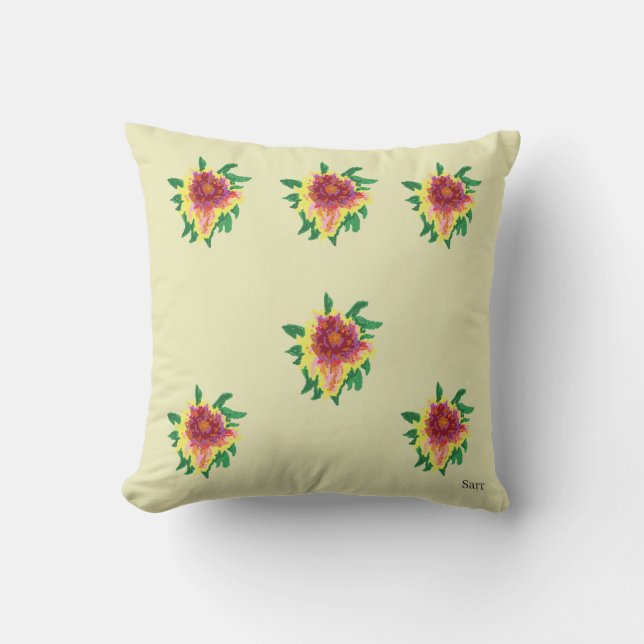 Throw Pillow : September Perenniel Flower (Front)