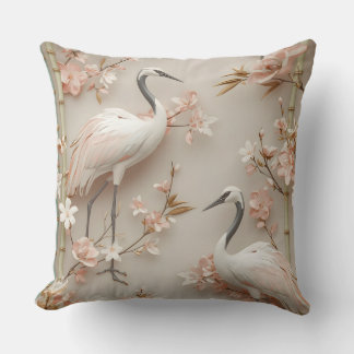 Throw Pillow : Serene Sakura & Bamboo