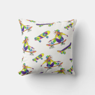 Throw Pillow Skateboarder Girl Pattern