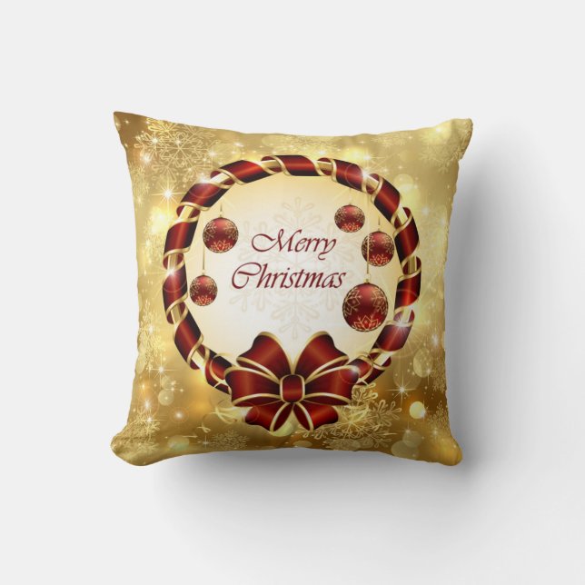 Throw Pillow/Snow Flakes and Wreath Cushion (Front)