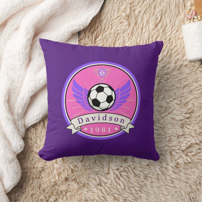 Throw Pillow - Soccer - Personalised - Add Name (Blanket)
