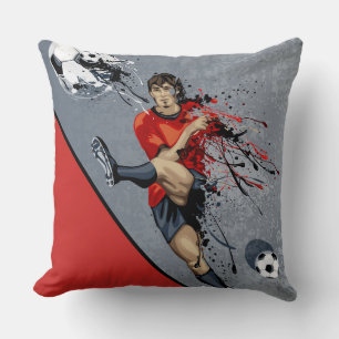 Throw Pillow-Soccer Player Cushion
