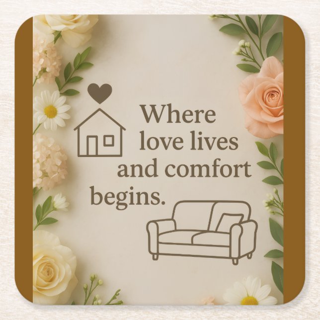 Throw Pillow Square Paper Coaster (Front)