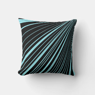 Throw Pillow Stripe Aqua Blue Black