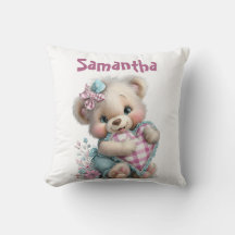 Throw Pillow Teddy Bear Baby Shower 