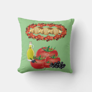 Throw Pillow Tomato, Bread Olive Oil, Olives