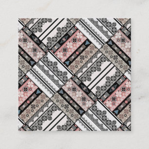 Throw Pillow Tribal ethno traditional geometrical  Square Business Card