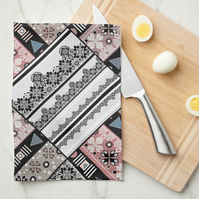 Throw Pillow Tribal ethno traditional geometrical  Tea Towel (Quarter Fold)