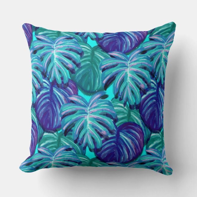 Throw Pillow-Tropical Leaves Cushion (Front)