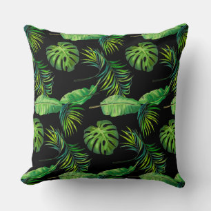 Throw Pillow-Tropical Leaves Cushion