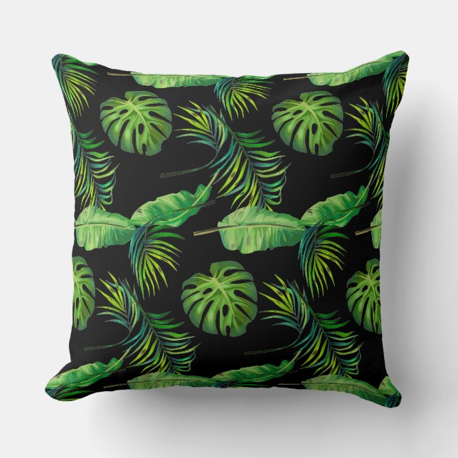 Throw Pillow-Tropical Leaves Cushion (Front)