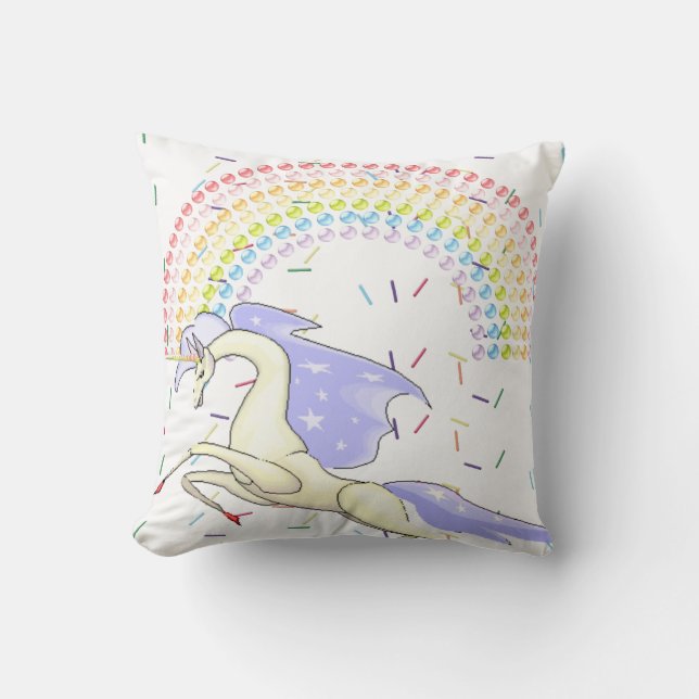 Throw Pillow Unicorn Rainbow  (Front)