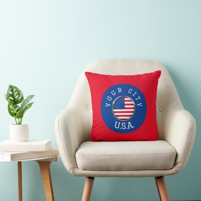 Throw Pillow - USA Personalised - Add City Name (Chair)