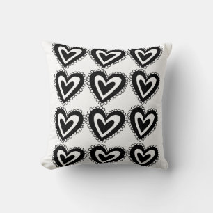 Throw Pillow Valentine's Day Black Hearts